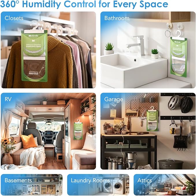 Moisture Absorbers 10 Pack Fresh Fragrance, Hanging Closet Dehumidifier Bags - Image 8