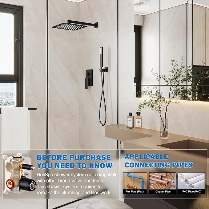Black Shower System, Shower Faucet Set - Image 2