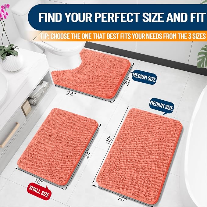 OLANLY Bathroom Rugs 24x16, Extra Soft Absorbent Chenille Bath Rugs, Rubber - Image 2