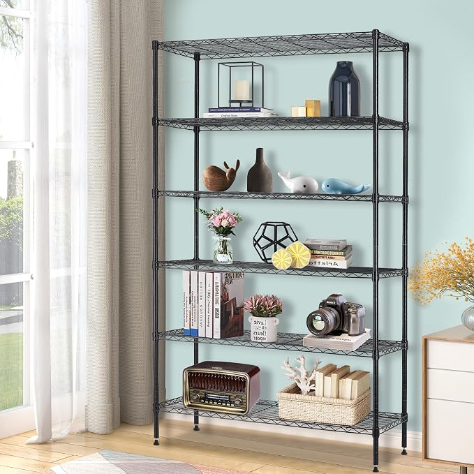 BestOffice | 6-Tier Wire Storage Shelves | 42x16x72 | Black | - Image 2