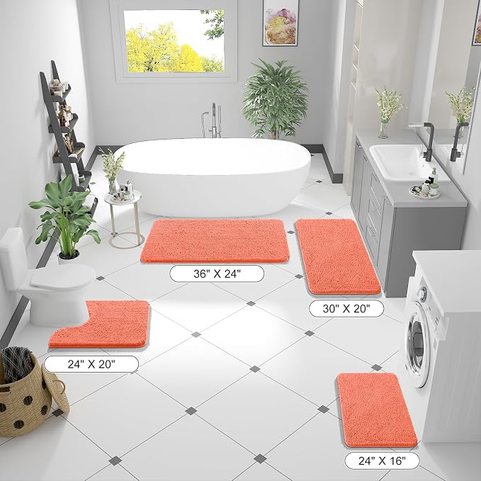 OLANLY Bathroom Rugs 59x24, Extra Soft Absorbent Chenille Bath Rugs, Rubber - Image 2