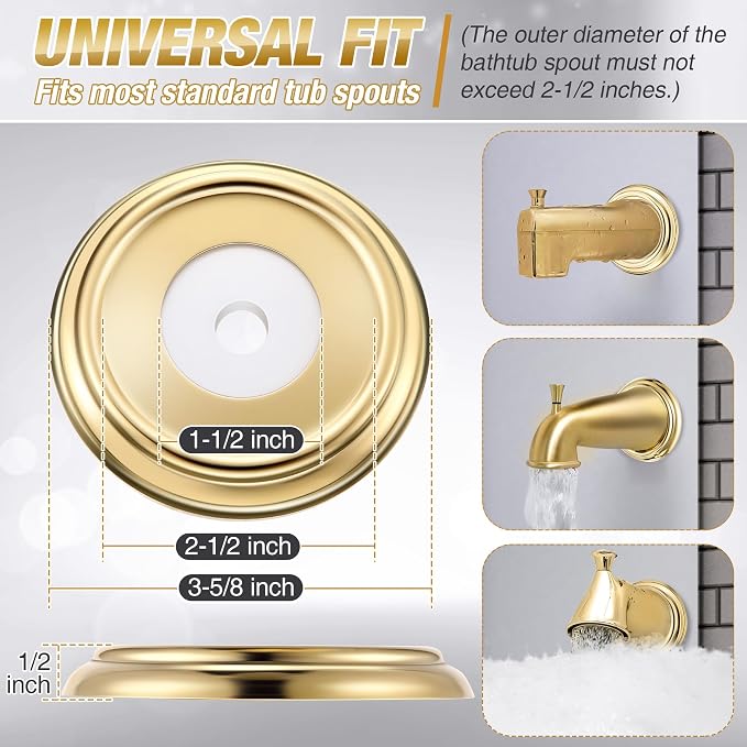 Dreyoo Metal Tub Spout Cover Ring, Bathtub Spout Trim Plate Ring - Image 3