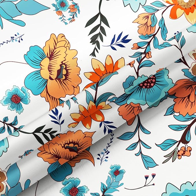 Bohemian Shower Curtain, Boho Floral Print Water Repellent Polyester Fabric - Image 3