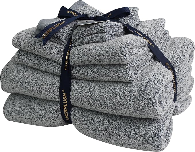 Everplush Diamond Jacquard 6 Pieces Bath Towel Set, Luxury Super Soft Oversized - Image 7