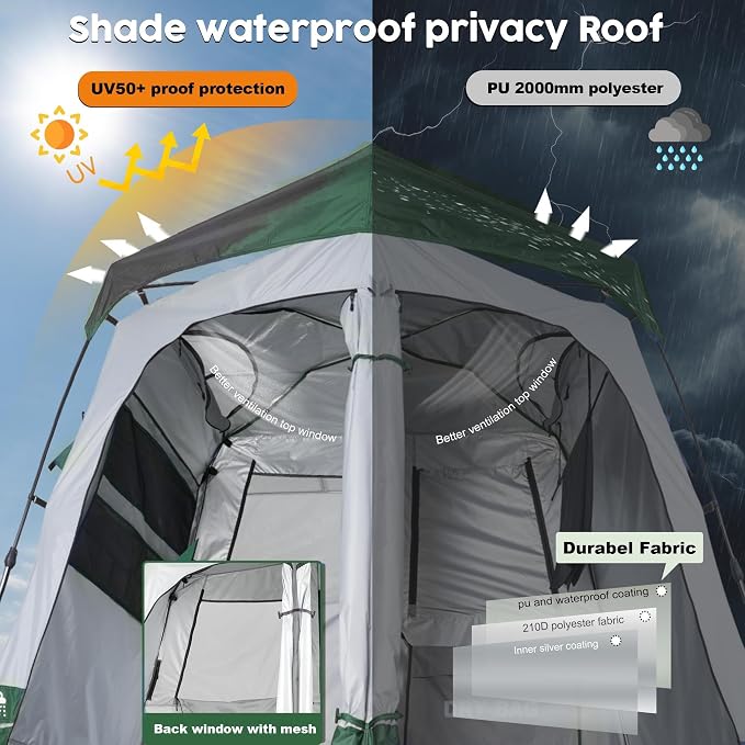 Camping Shower Tent Deluxe Changing Room Easy Set Up Privacy Shelter, Large - Image 5
