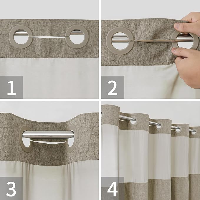 No Hooks Needed Linen Textured Shower Curtain - Image 5
