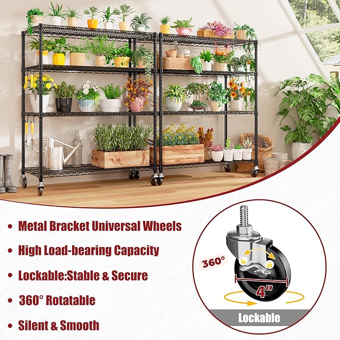 PrimeZone 5 Packs 55.5" W x 24" D x 80" H Heavy Duty Wire Storage Shelves - Image 6