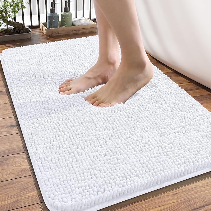 OLANLY Bathroom Rugs 34x21, Extra Soft Absorbent Chenille Bath Rugs, Rubber by OLANLY