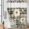 No Hook Vintage Flower Shower Curtain by Nesphy