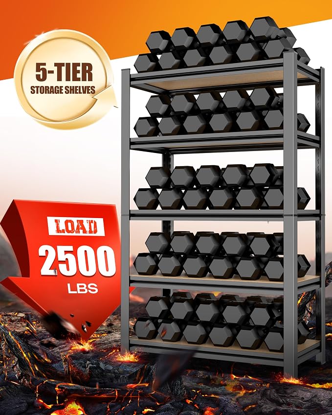AOAORRG Set of 3 Storage Shelves, 45.6" W Garage Shelving, Heavy Duty Metal - Image 4