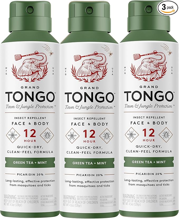 Green Tea + Mint Insect Repellent, 12-Hour Mosquito & Tick Protection, by GrandTongo