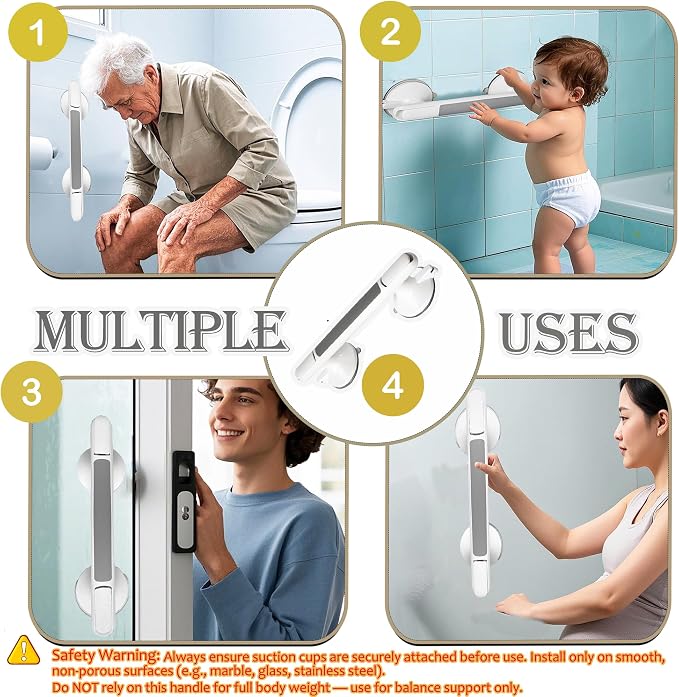 Grab Bars for Bathtubs and Showers Handles for Elderly Suction for Wall - Image 7