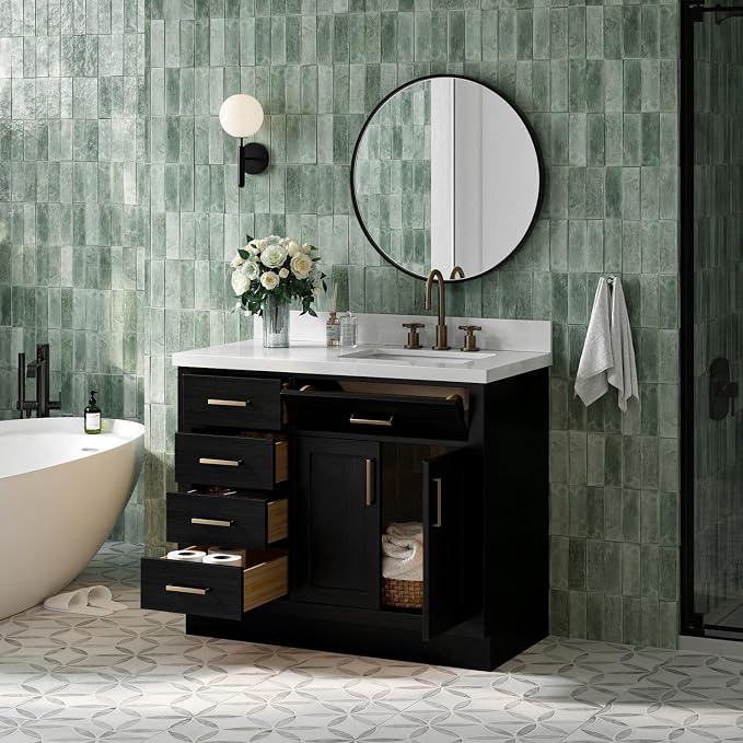 ARIEL Hepburn 43 Inch Single Rectangular Sink Bathroom Vanity - Image 2