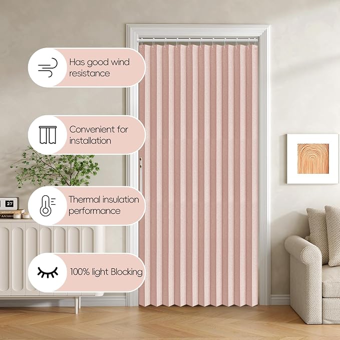 Accordian Door Curtain, 100% Blackout Folding Magnetic Doorway Curtains - Image 8