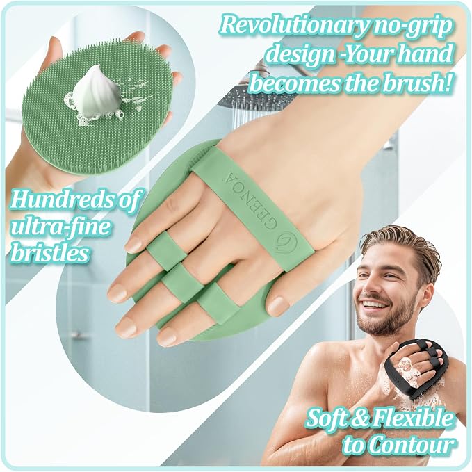 Soft Silicone Bath Gloves 2PC, 360° Anti-Slip & Enlarged Silicone Body Scrubber - Image 5