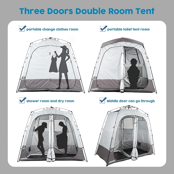 Camping Shower Tent Deluxe Changing Room Easy Set Up Privacy Shelter, Large - Image 6