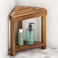 BLUEWEST 16.4" Shower Foot Rest, Corner Shower Stool, Wooden Shower Foot Stool by BLUEWEST