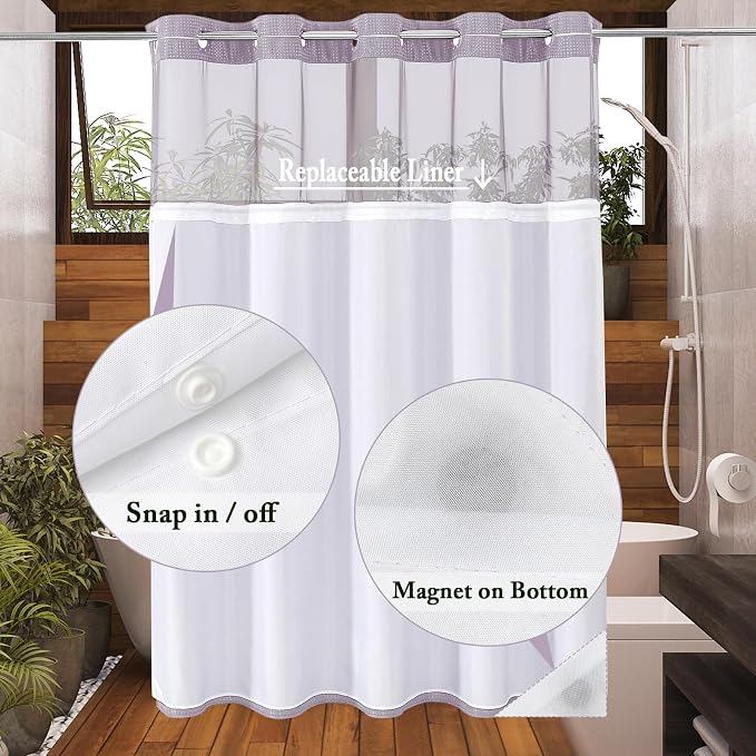 Gibelle Extra Long Shower Curtain 72x86, Waffle Weave Bathroom Shower Curtain - Image 3