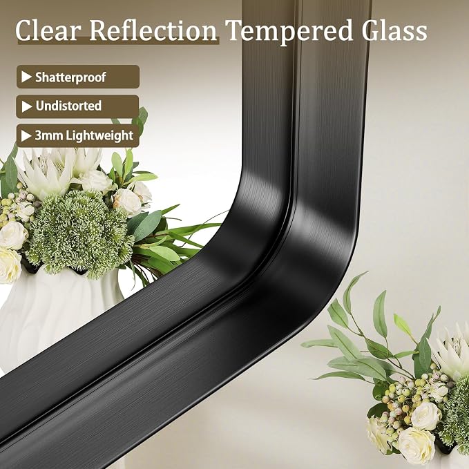 VooBang Bathroom Mirror 20x30 inch, Modern Round Corner Bathroom Vanity Mirror - Image 3