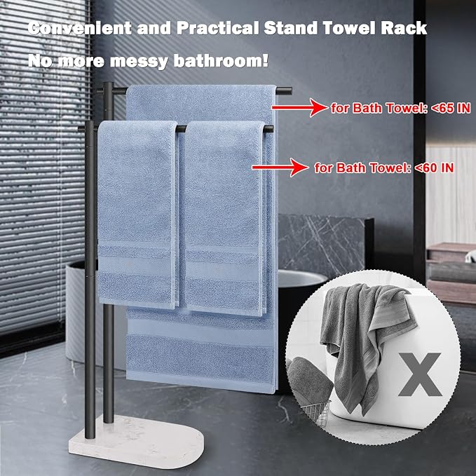 Livabber Standing Towel Rack, 304 Stainless Steel 2-Tier Towel Holder Stand - Image 3