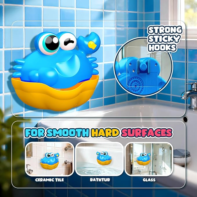 Bath Toys for Kids Ages 1-3, Light Up Baby Bath Toys Crab Bubble Maker - Image 4