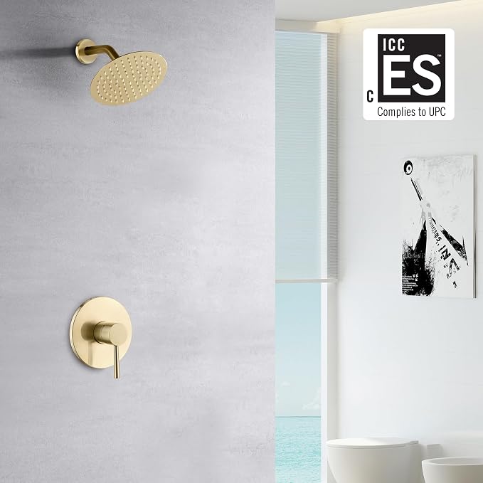 sumerain Shower Faucet Set Brushed Gold, Anti-scald Pressure Balance Valve - Image 2