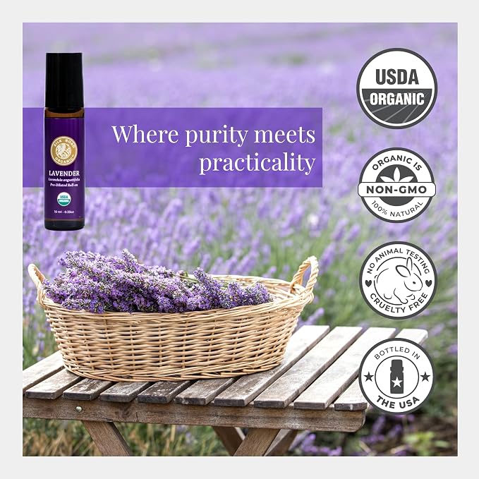 Silk Road Organic Lavender Essential Oil Roll On, USDA Certified, Relaxation & - Image 4