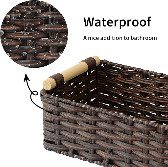 GRANNY SAYS Wicker Baskets for Shelves, Wicker Baskets for Storage, Waterproof - Image 6