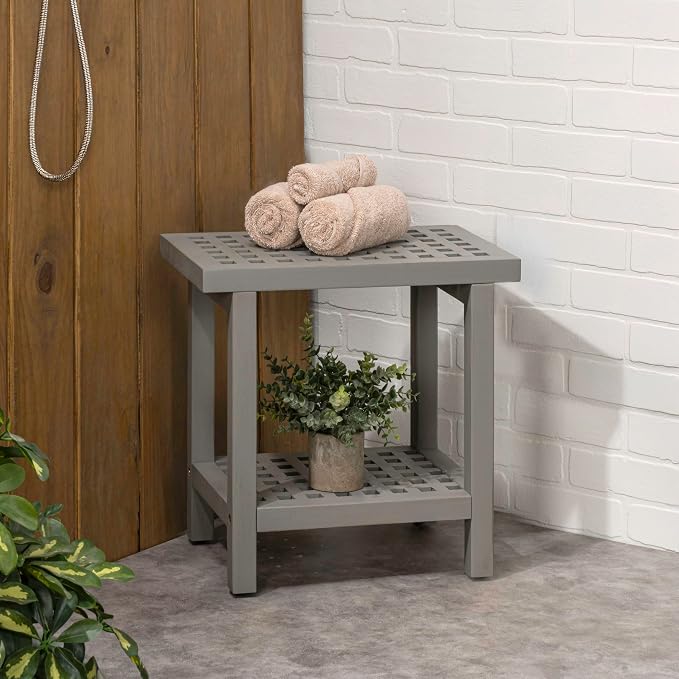 JONATHAN Y STL1003G Armin 18.1" Modern Classic Grid Slat Solid Acacia Wood - Image 6
