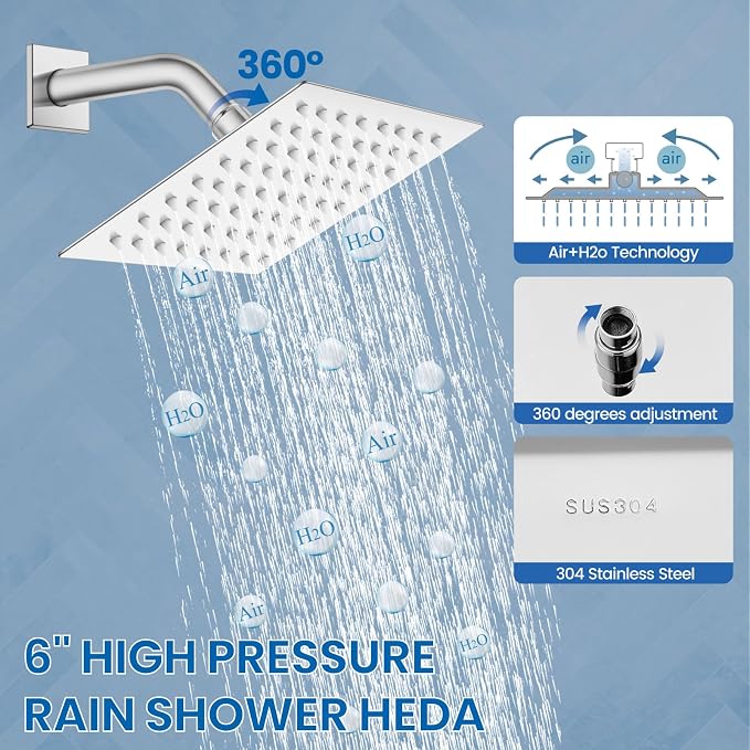 Airuida Shower Faucet Set Bathroom Rain Shower System SUS304 Stainless Steel - Image 7