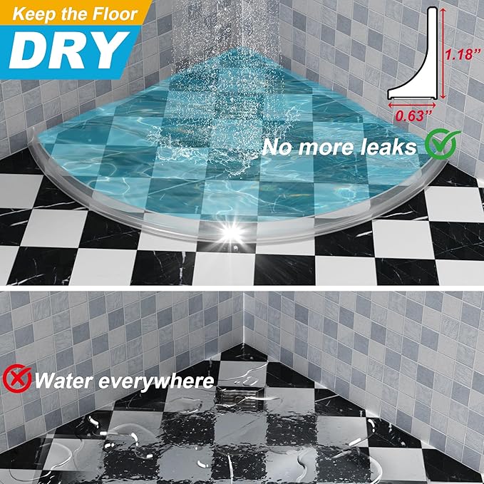 98" Shower Threshold Water Dam Silicone Shower Water Guard Collapsible Shower - Image 4