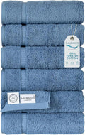 SALBAKOS 100% Turkish Cotton Hand Towel Set of 6 16x30 inch | Heirloom Quality by SALBAKOS