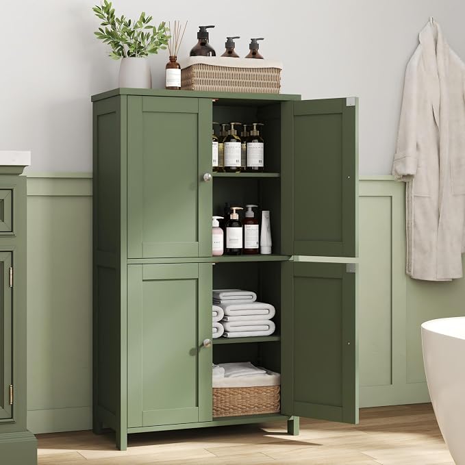 Nuturelly Bathroom Floor Storage Cabinet, Freestanding Pantry Cabinets by Nuturelly