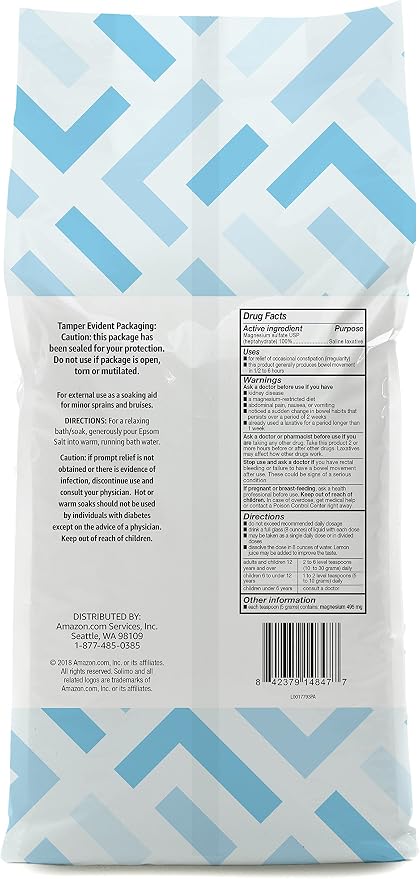 Amazon Brand - Solimo Epsom Salt Soak, Magnesium Sulfate USP, 8 pound - Image 3
