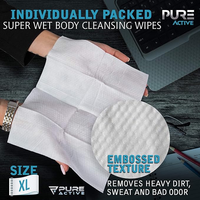 Shower Body Wipes, 480 Individually Wrapped Personal Hygiene Body Cleansing - Image 2