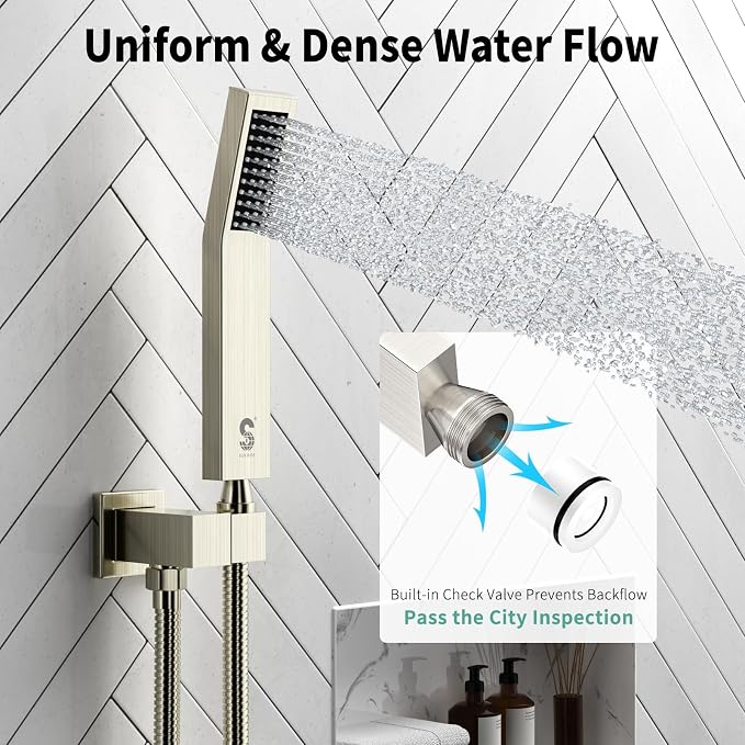 SR SUN RISE 12 Inch Ceiling Mount Brushed Nickel Shower System Bathroom Luxury - Image 3