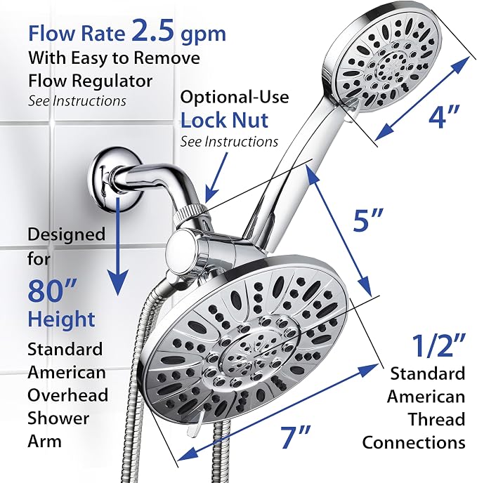 AquaDance 7" Premium High Pressure 3-Way Rainfall Combo - Image 7