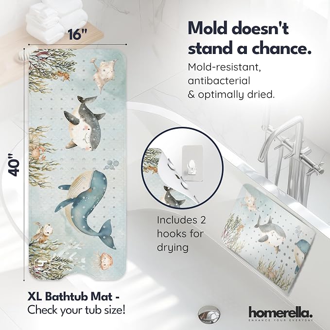 Homerella Baby Bath Tub Mat | Anti Mold Mildew Resistant Non Slip Kids and - Image 3