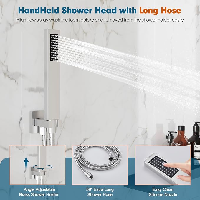 Shower System, Included 59'' Shower Hose, Shower Trim Kit and 2-IN-1 Diverter - Image 5
