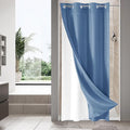 MitoVilla Blue Waffle Small Stall Shower Curtain Liner Set 36 x 74, No Hooks by MitoVilla