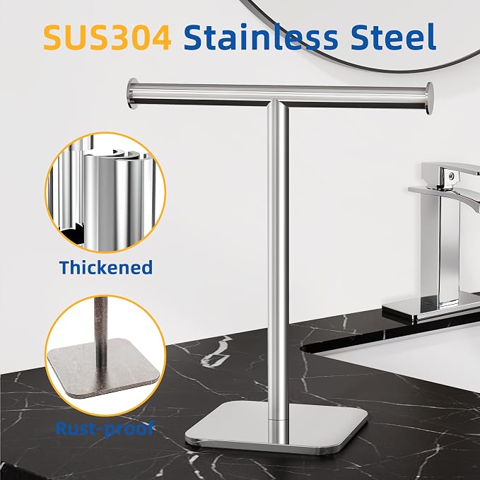 RUACQ T-Shape Hand Towel Holder Stand, Weighted Base Towel Rack, Countertop - Image 4