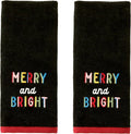 SKL Home Christmas/Winter Rainbow Merry 100% Cotton Embroidered 2pc Hand Towel by SKLHomebySaturdayKnightLtd