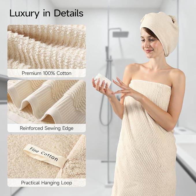 REDKISS Luxury Bath Towel Set of 8, 100% Cotton Bathroom Towels Set - Image 4
