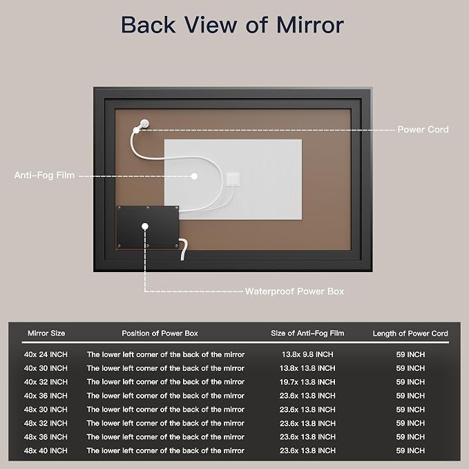 ISKM Framed LED Mirror for Bathroom 48"x30", Dimmable LED Bathroom Mirror - Image 6