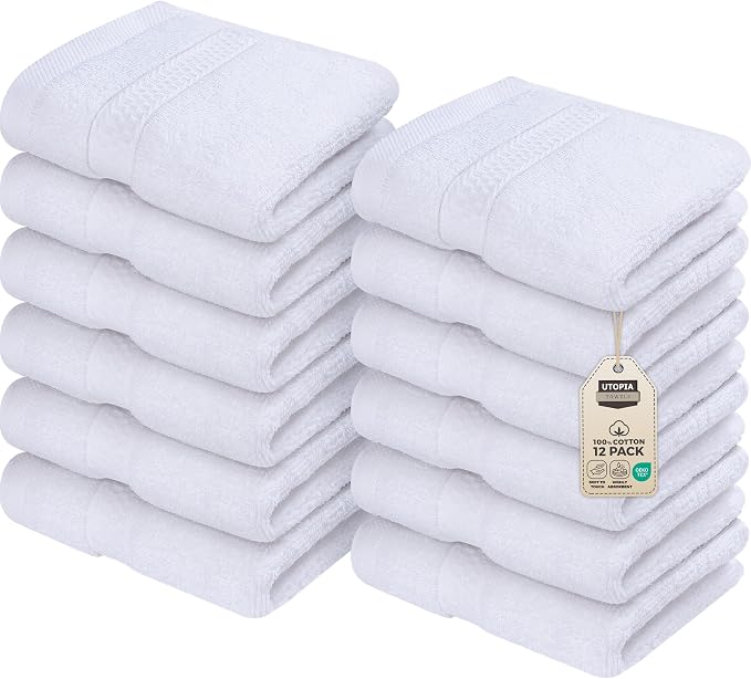 Utopia Towels 12 Pack Premium Wash Cloths Set, 12 by 12 Inches, 100% Cotton by UTOPIATOWELS