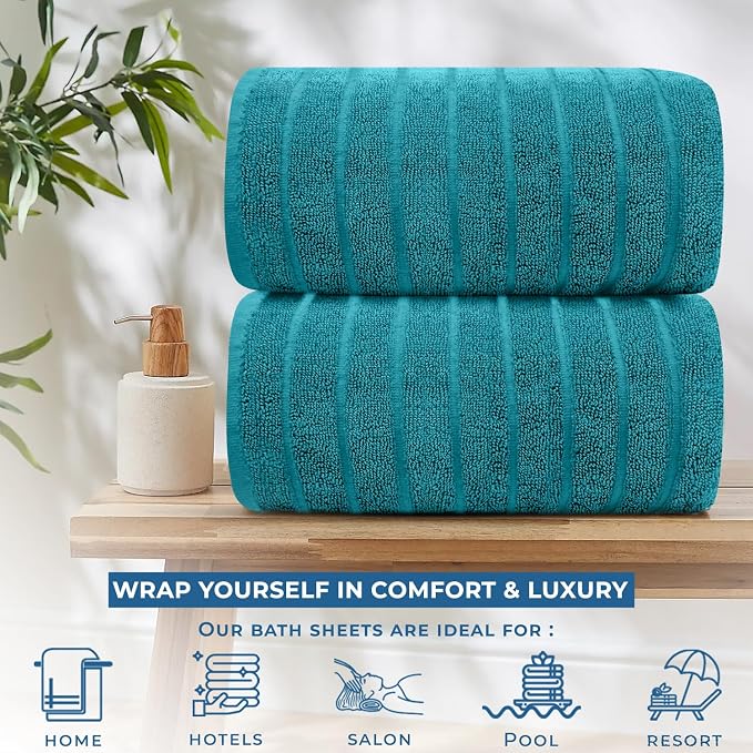 DAN RIVER Pack of 2 Bath Sheet 35x70 Inches, Premium Ribbed Oversized Towels - Image 5