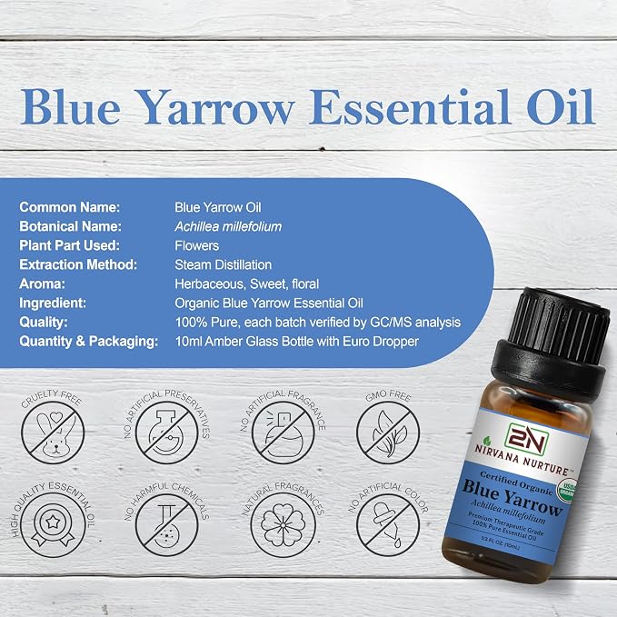 Blue Yarrow Essential Oil USDA Certified Organic, 100% Pure Natural Premium - Image 2