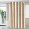 Linen Ivory Shower Curtain Cream, Linen Textured Heavy Duty 230GSM Fabric by De-Mediocre