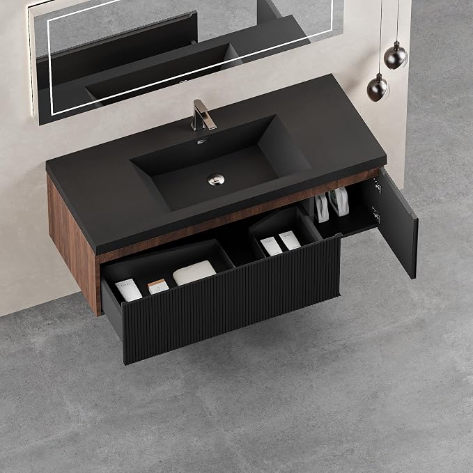 48" Floating Bathroom Vanity Sink Combo, Wall-Mounted Cabinet - Image 9