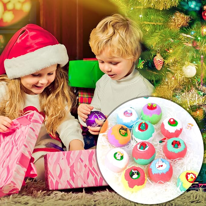 12PCS Christmas Bath Bombs Set, Organic Essential Oil Bath Salt Balls - Image 6